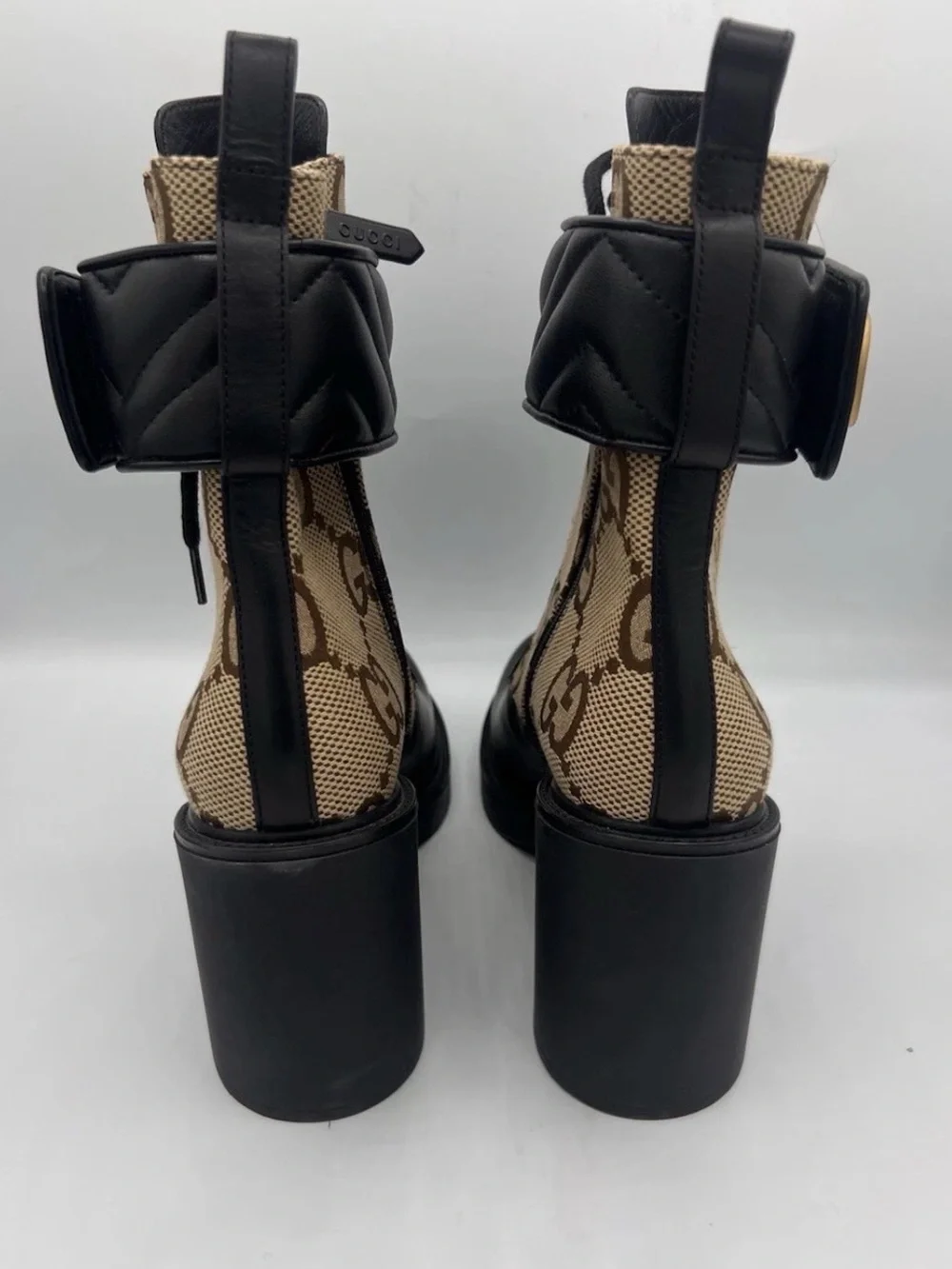 Gucci Black and Beige GG Canvas Leather Ankle Boots

 SZ 39.5  719849 -39.5- 09A - Picture 3 of 11
